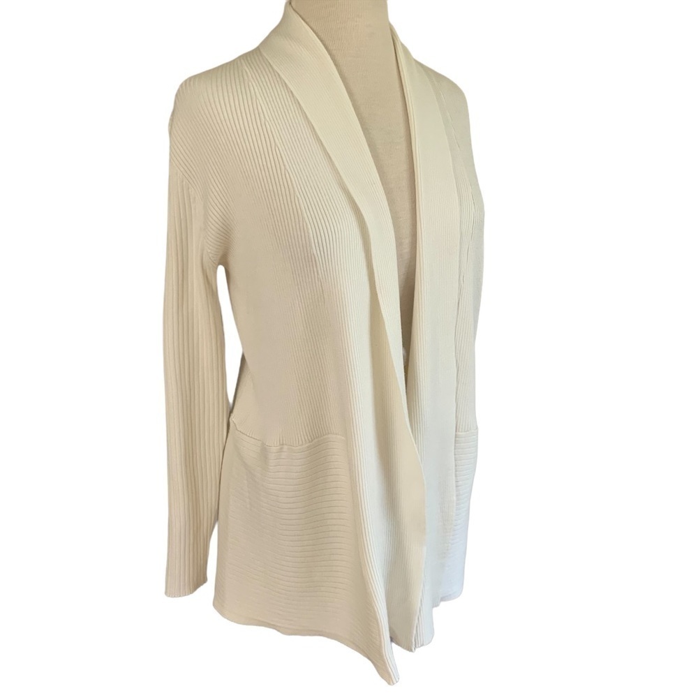 JM Collection Women's Open-Front Cardigan White Size LARGE - Picture 5 of 13